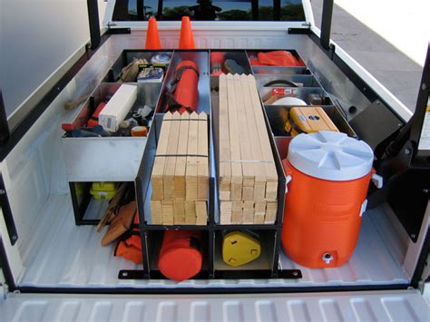 land survey steel truck box adjustable|surveyor truckbed organizer.